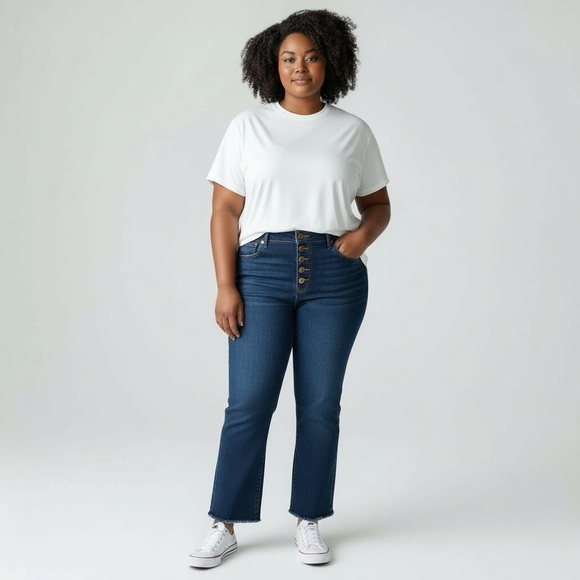 J. CREW | Factory | Women’s Blue Button-Fly Mid Rise Flare Crop Denim Jeans 34 - Picture 3 of 14